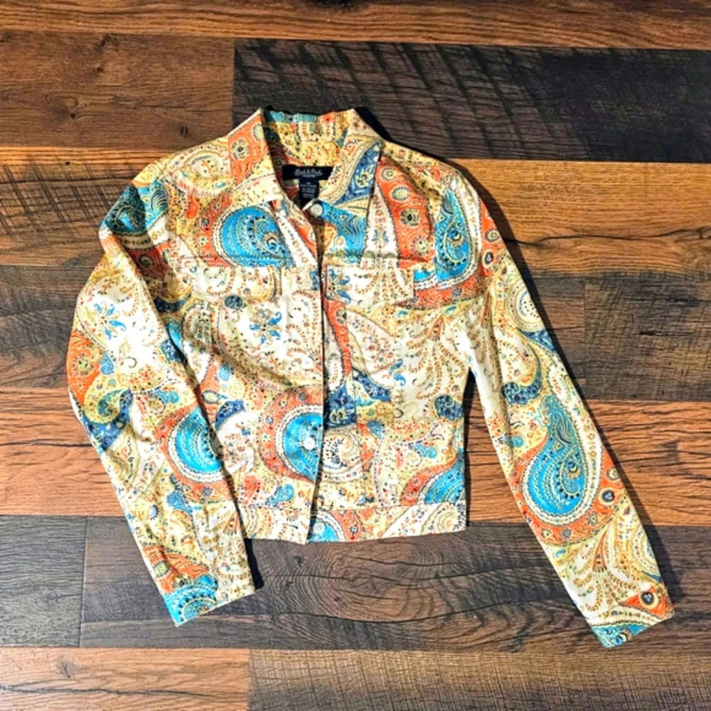 Peck & Peck Colorful Jean Jacket with Paisley Print - Picture 2 of 6
